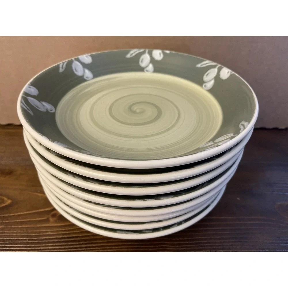 Villa Romana Hand Painted Green Olive 9 1/2